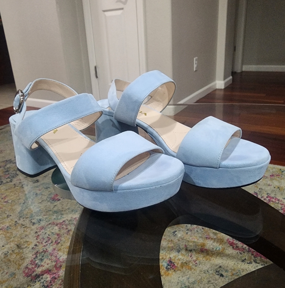 PRADA  = Elegant Baby Blue Women's Block Heels